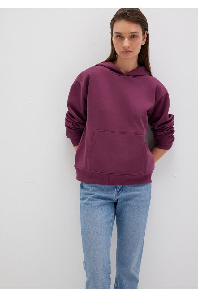 MAVİ KADIN KAPİŞONLU SWEATSHIRT Koyu Şarap 167299-70670