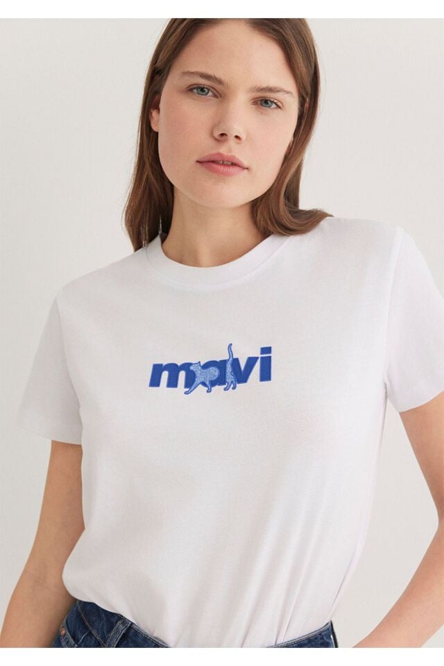 MAVİ KADIN MAVİ BASKILI TİŞÖRT Beyaz 1613287-620