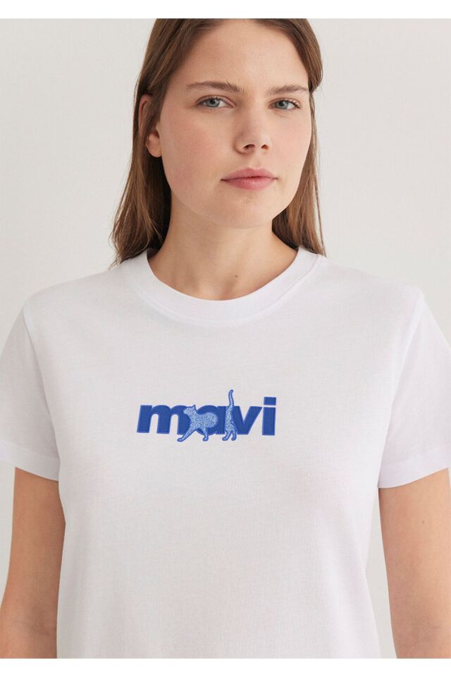 MAVİ KADIN MAVİ BASKILI TİŞÖRT Beyaz 1613287-620