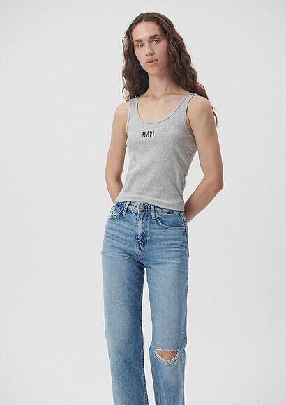 MAVİ KADIN MAVİ LOGO ATLET Gri Melanj 1611899-83096 GRİ - XS