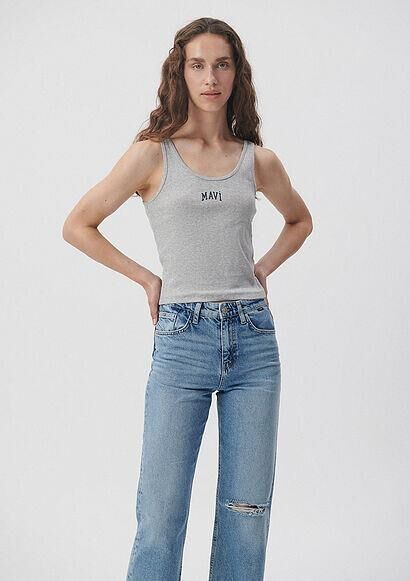 MAVİ KADIN MAVİ LOGO ATLET Gri Melanj 1611899-83096 GRİ - XS