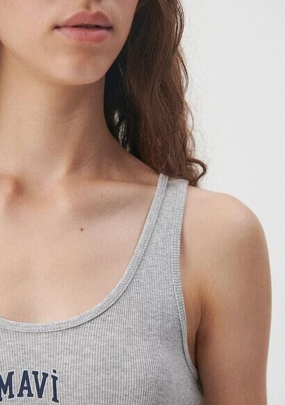 MAVİ KADIN MAVİ LOGO ATLET Gri Melanj 1611899-83096 GRİ - XS