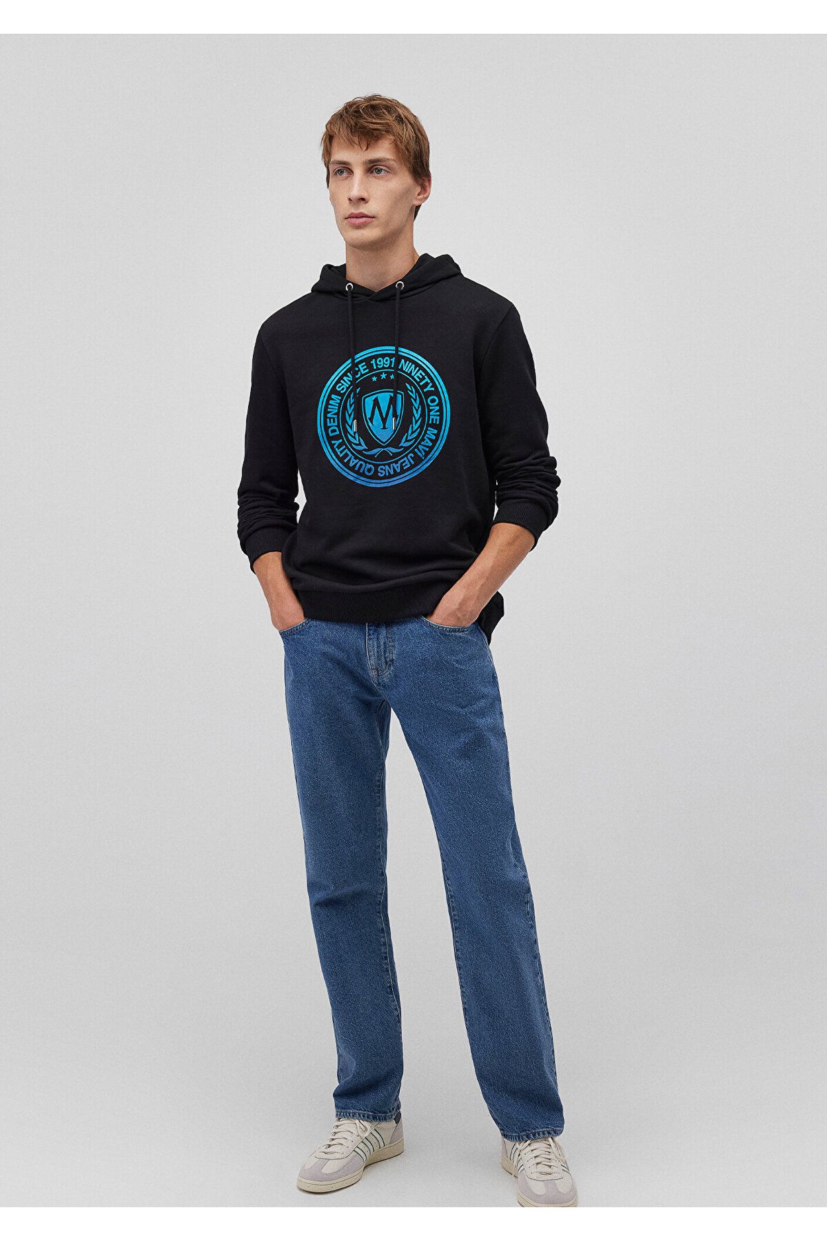 MAVİ ERKEK BASKILI KAPÜŞONLU SWEATSHIRT Siyah 0611721-900