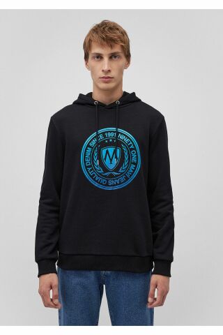 MAVİ ERKEK BASKILI KAPÜŞONLU SWEATSHIRT Siyah 0611721-900