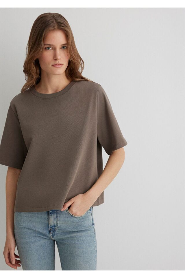 MAVİ KADIN KISA KOLLU BASİC Mantar Kahve 1613077-83866