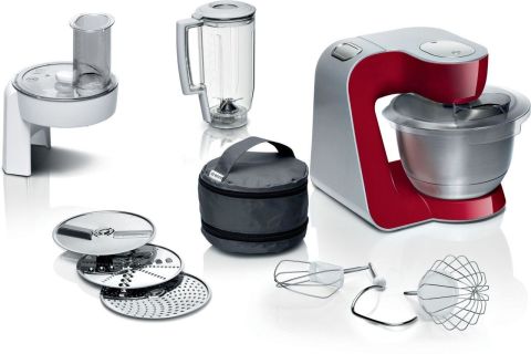 BOSCH MUM58720 SERİE 4 MUTFAK MAKİNESİ MUM 5 1000 W KIRMIZI, GÜMÜŞ MUM58720