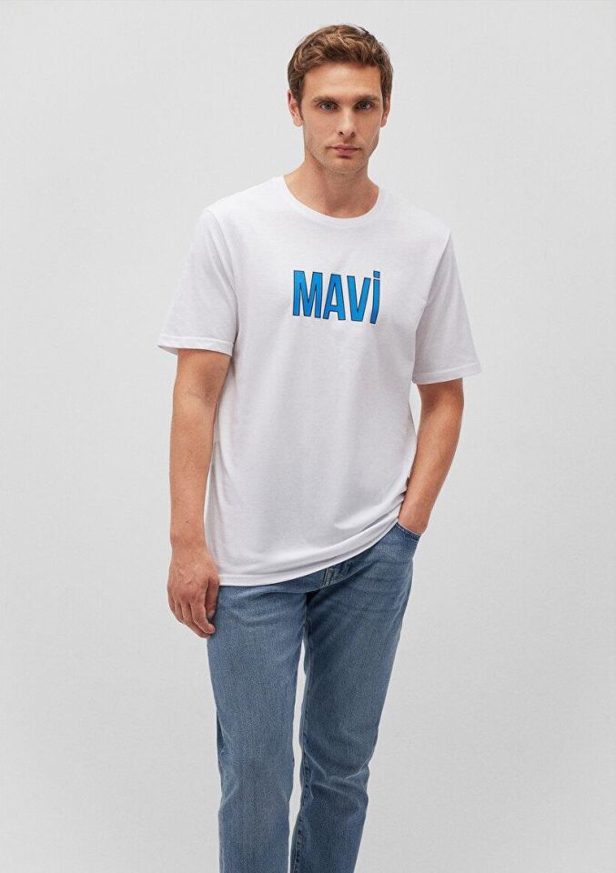 MAVİ ERKEK MAVİ LOGO TİŞÖRT Beyaz 066842-620