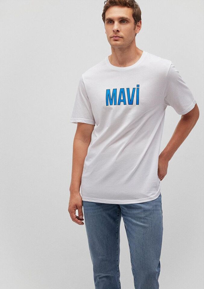 MAVİ ERKEK MAVİ LOGO TİŞÖRT Beyaz 066842-620