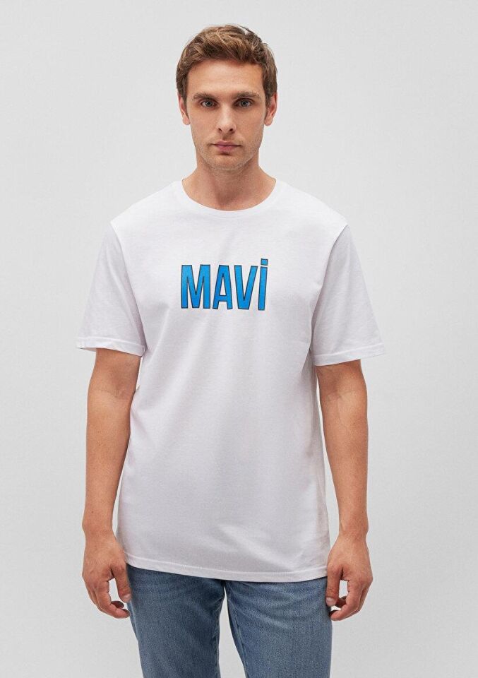 MAVİ ERKEK MAVİ LOGO TİŞÖRT Beyaz 066842-620