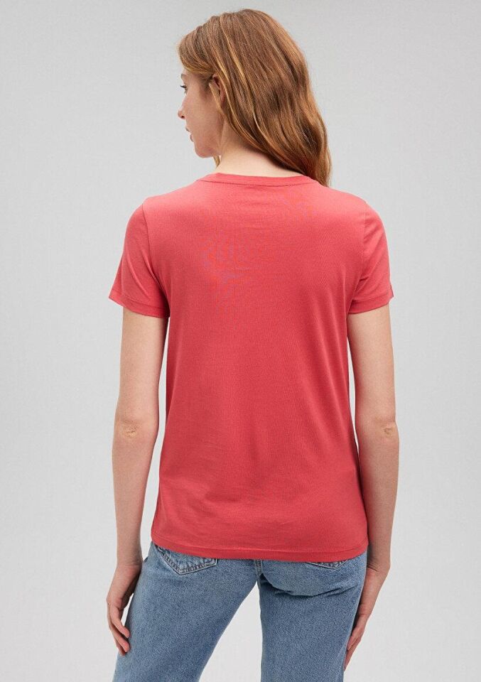 MAVİ KADIN KEDİ BASKILI GRAFIK TIŞORT Canlı Kırmızı 1612205-70985