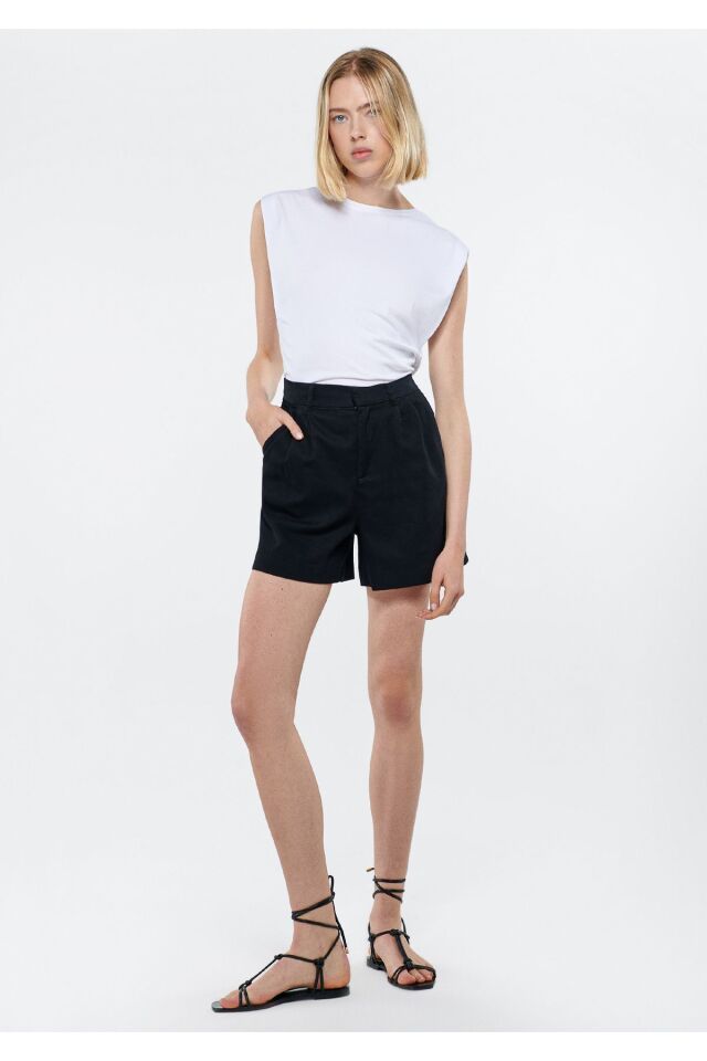 MAVİ KADIN DOKUMA ŞORT Siyah 1410079-900