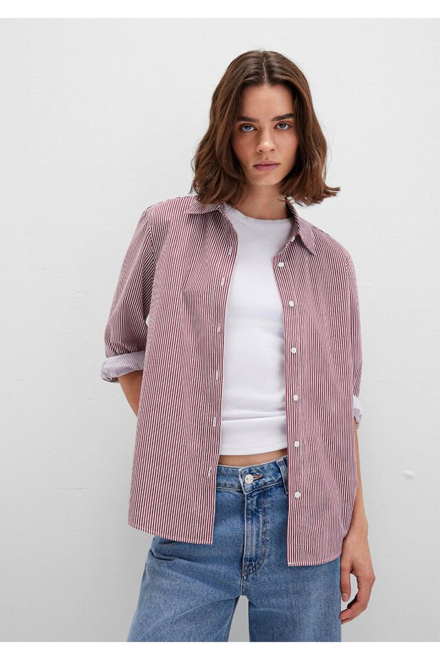 MAVİ KADIN UZUN KOLLU GÖMLEK Sun Dried Tometo Strip 1211199-90724