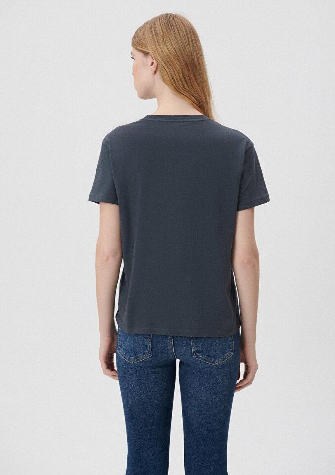 MAVİ KADIN YUVARLAK YAKA TİŞÖRT MÜREKKEP MAVİ 1600955-70726