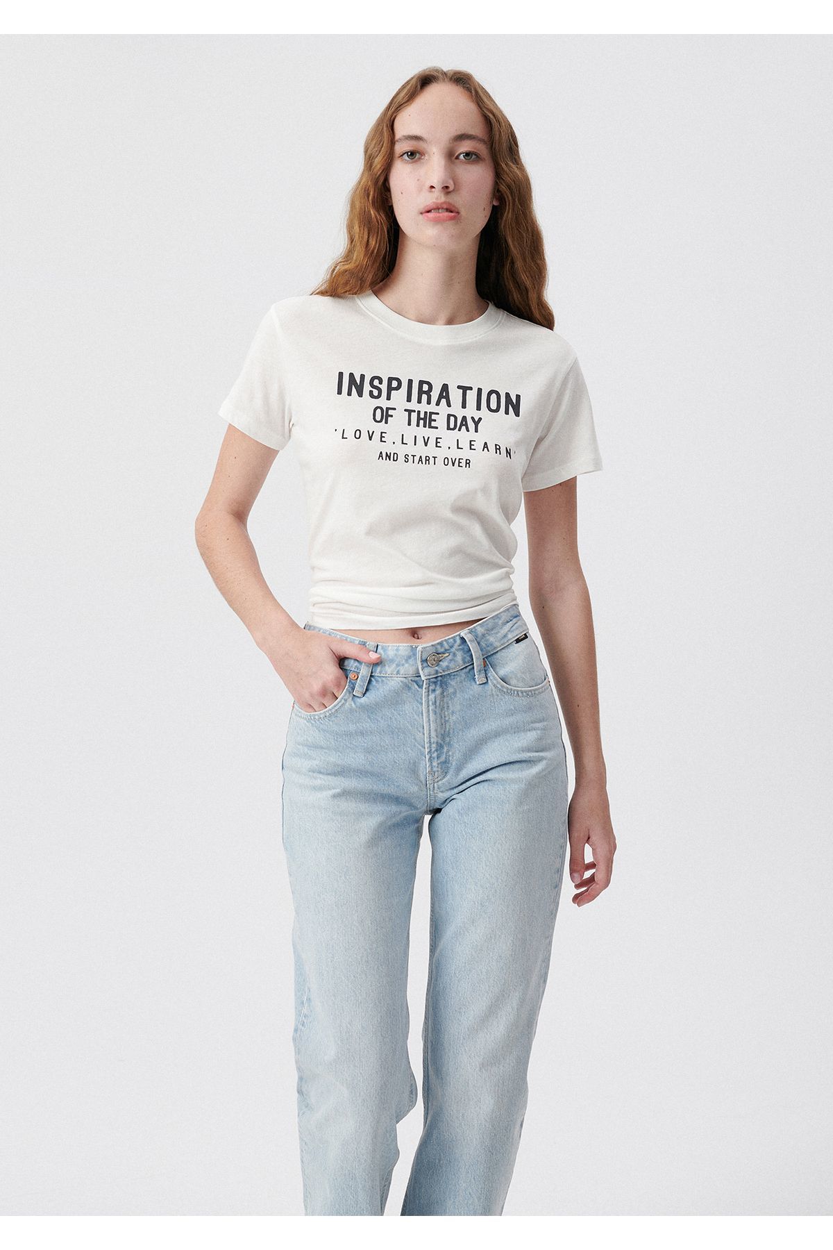 MAVİ KADIN INSPIRATION BASKILI GRAFİK TİŞÖRT Kırık 1611734-70057