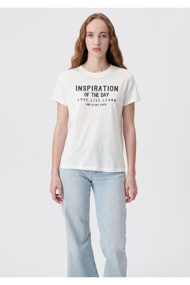 MAVİ KADIN INSPIRATION BASKILI GRAFİK TİŞÖRT Kırık 1611734-70057