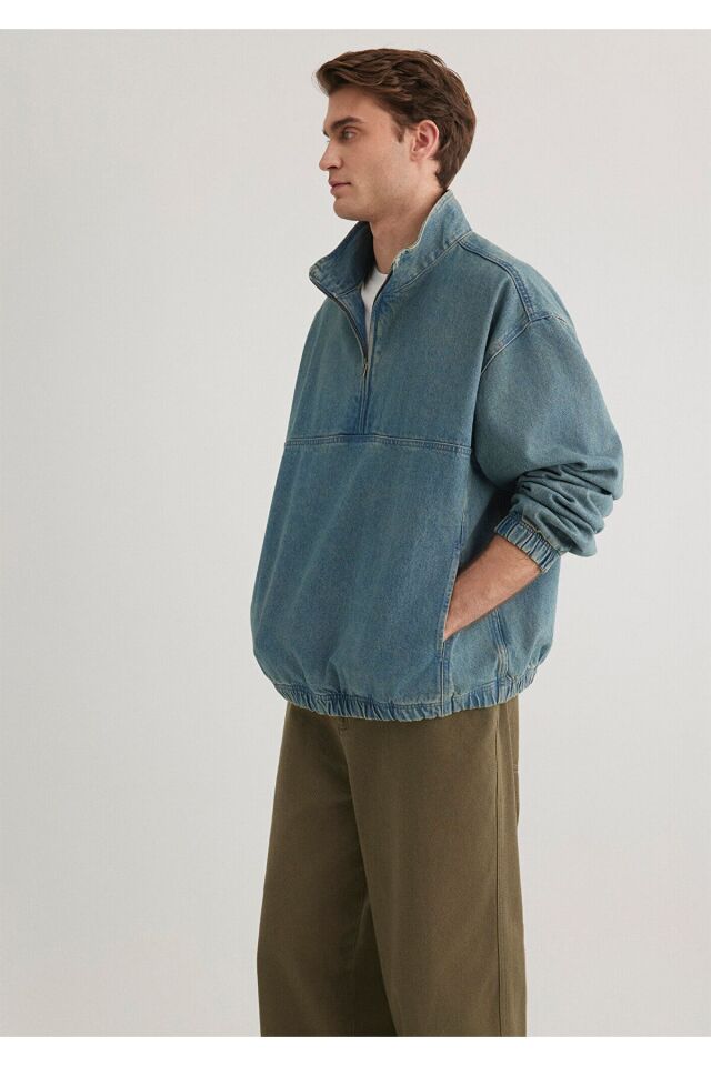 MAVİ ERKEK HALF ZIP GÖMLEK İndigo 0211418-18790