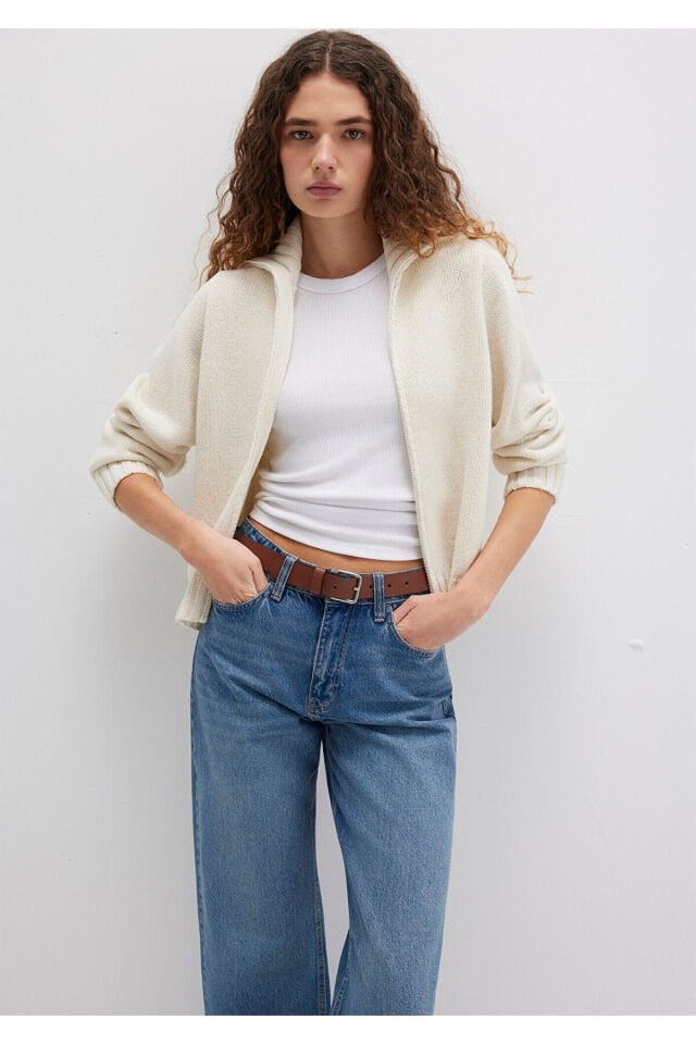 MAVİ KADIN FERMUARLI HIRKA Kırık Beyaz 1710482-70057