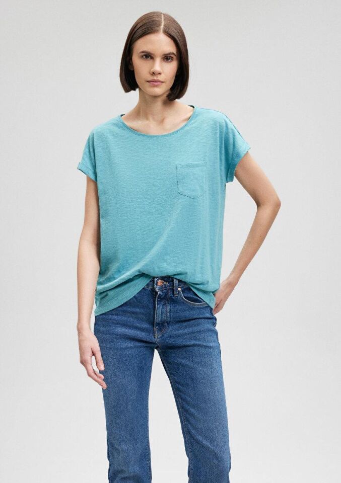 MAVİ KADIN YUVARLAK YAKA BASIC TİŞÖRT Dusty Turquoi 165846-71778
