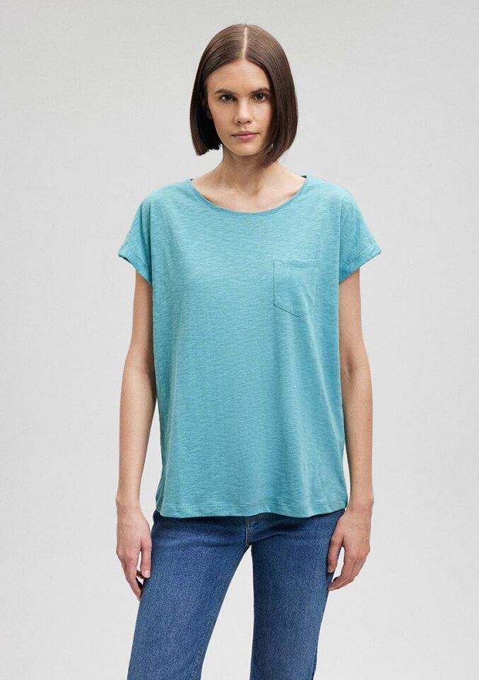 MAVİ KADIN YUVARLAK YAKA BASIC TİŞÖRT Dusty Turquoi 165846-71778