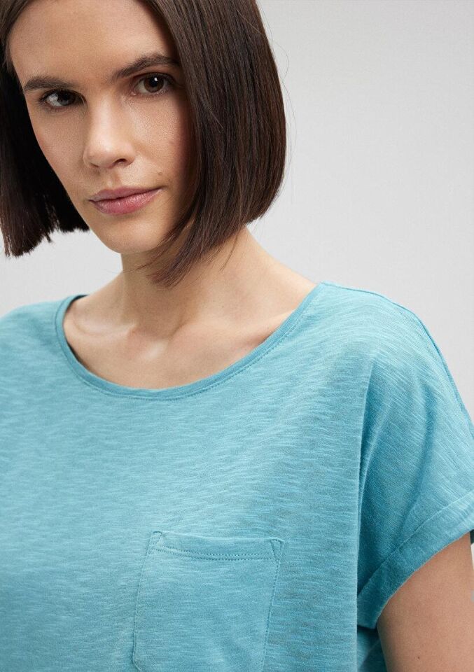 MAVİ KADIN YUVARLAK YAKA BASIC TİŞÖRT Dusty Turquoi 165846-71778