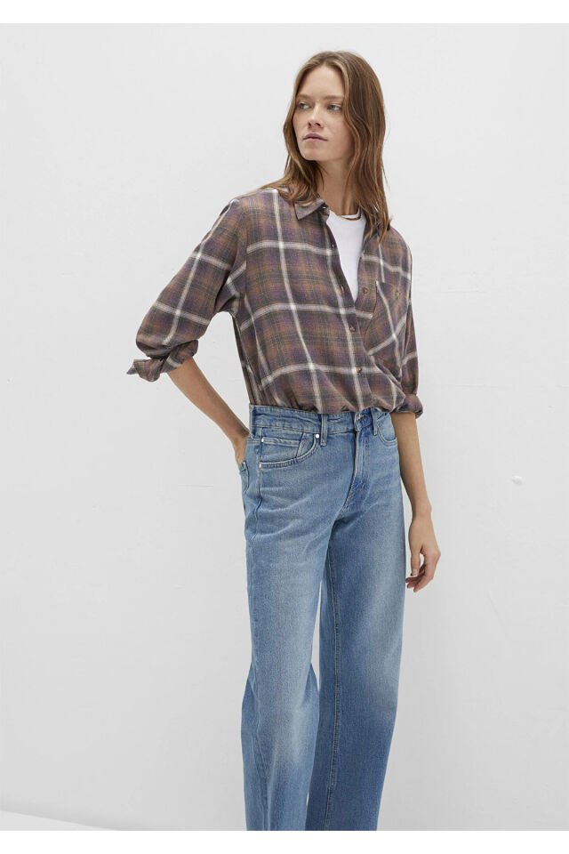 MAVİ KADIN UZUN KOLLU GÖMLEK Kahvrengi Kareli 1211284-83169