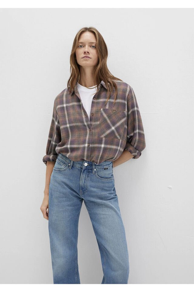 MAVİ KADIN UZUN KOLLU GÖMLEK Kahvrengi Kareli 1211284-83169