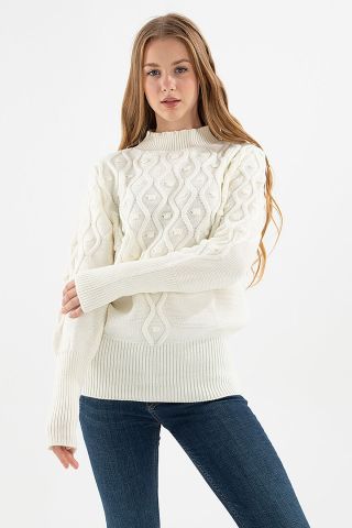 FASHION FRIENDS KADIN YARIM BALIKÇI KAZAK 22K0435K1