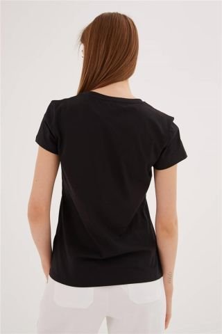 FASHION FRIENDS KADIN BASKILI T-SHİRT 23Y-TST0275K1 SİYAH - XL