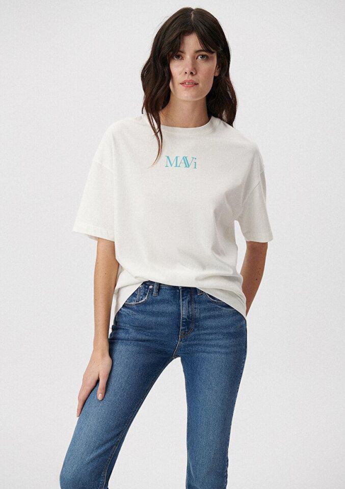 MAVİ KADIN MAVİ LOGO TSHIRT Kırık Beyaz 1611593-70057