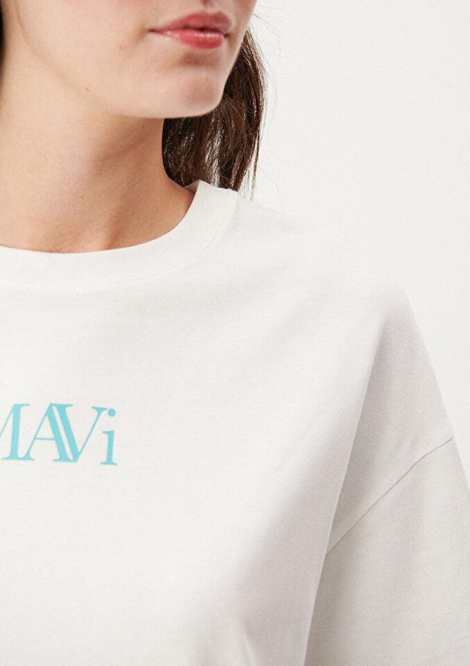 MAVİ KADIN MAVİ LOGO TSHIRT Kırık Beyaz 1611593-70057