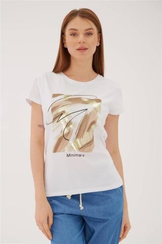 FASHION FRIENDS KADIN BASKILI T-SHİRT 23Y-TST0338K1 BEYAZ - L