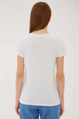 FASHION FRIENDS KADIN BASKILI T-SHİRT 23Y-TST0338K1 BEYAZ - S