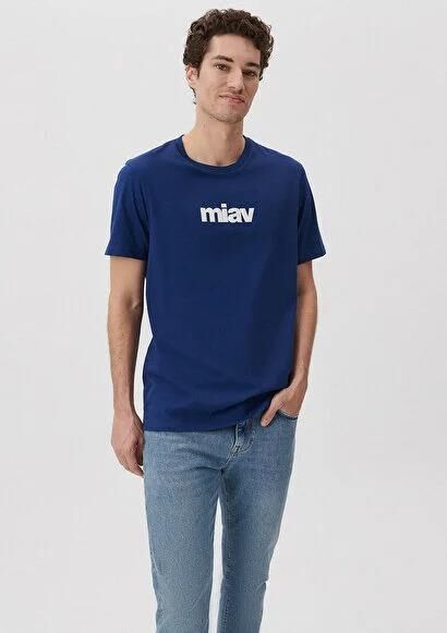 MAVİ ERKEK MİAV BASKILI TİŞÖRT Koyu Saks Mavi 067153-70722