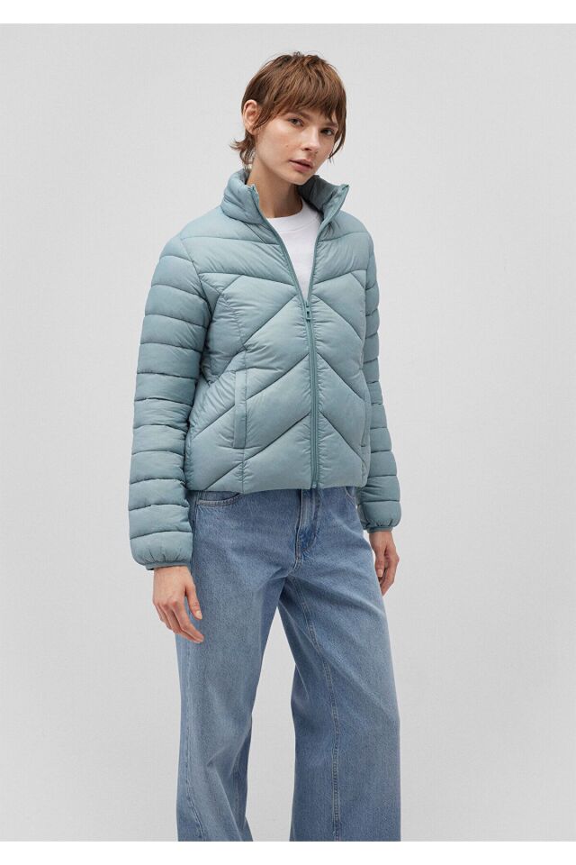 MAVİ KADIN DİK YAKA CEKET Soluk Mavi 110698-34521