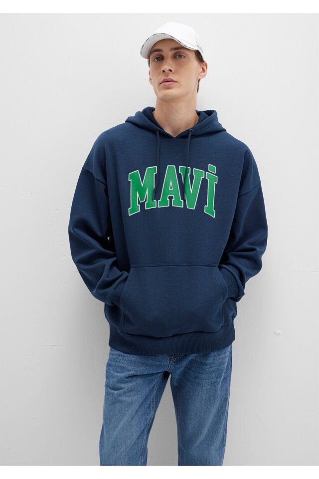 MAVİ ERKEK MAVİ BASKILI SWEATSHIRT Gece Lacivert 067149-29743