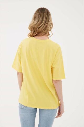 FASHION FRIENDS KADIN BASKILI OVERSİZE T-SHİRT 23Y-TST0387K1