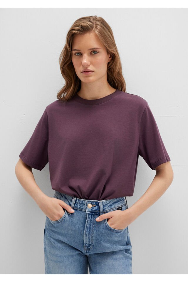 MAVİ KADIN YUVARLAK YAKA TİŞÖRT Şarap Bordo 1600955-70434