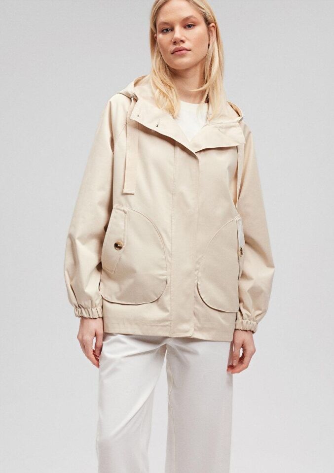 MAVİ KADIN KAPÜŞONLU CEKET Kum Beji 1110014-70134