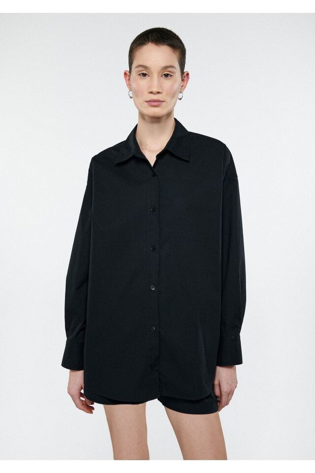 MAVİ KADIN UZUN KOL GÖMLEK Siyah 1210103-900