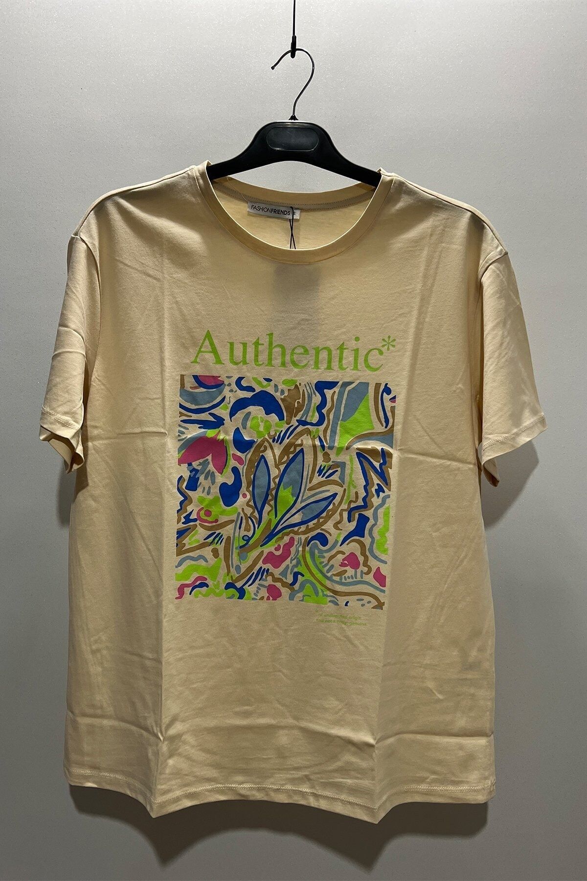 FASHION FRIENDS KADIN BASKILI T-SHİRT 23Y-TST0410K1 HARDAL - XL