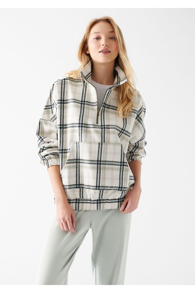 MAVİ KADIN KARELİ BLUZ Yeşil Kareli 1210297-83176