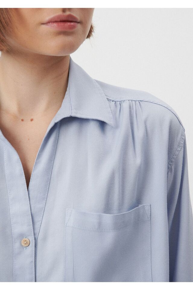 MAVİ KADIN ÇİFT CEPLİ GÖMLEK Pus Mavi 1210032-28313