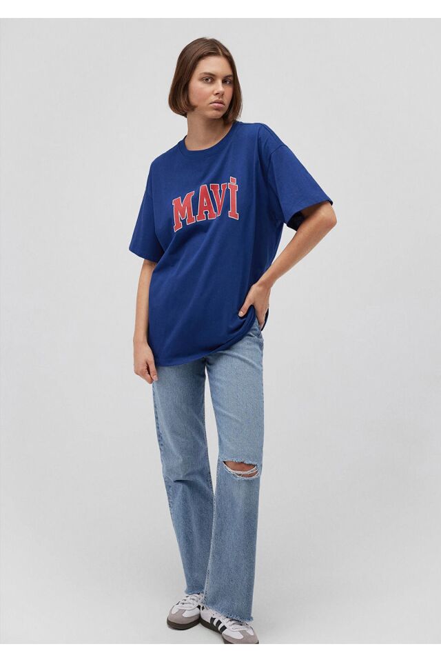MAVİ KADIN MAVİ BASKILI TİŞÖRT KOYU LAVİCERT 1600843-82625