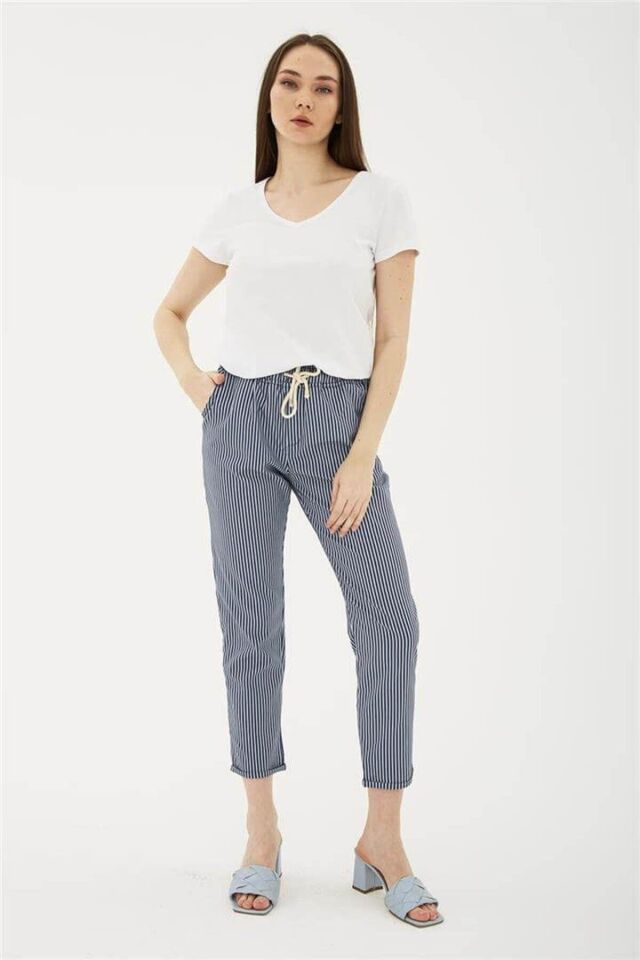 FASHION FRIENDS KADIN ÇİZGİLİ PANTOLON 24Y0344K1