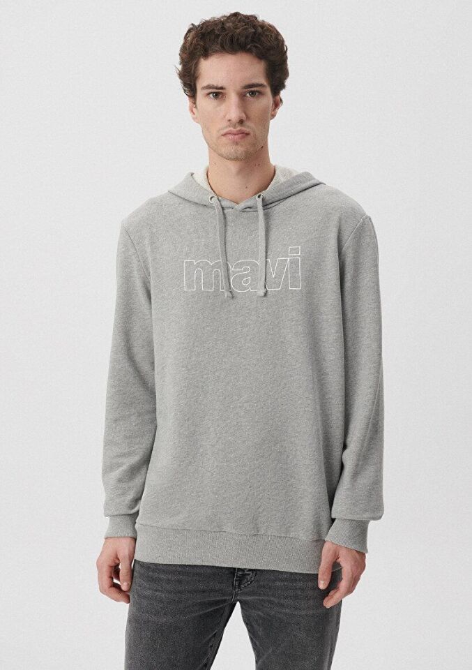 MAVİ ERKEK LOGO KAPÜŞONLU SWEATSHIRT  Açık Gri Mela 065606-28387