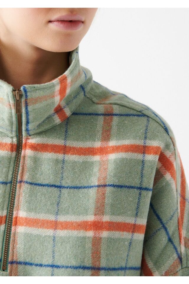 MAVİ KADIN KARELİ BLUZ Mint Yeşil Kareli 1210297-83177