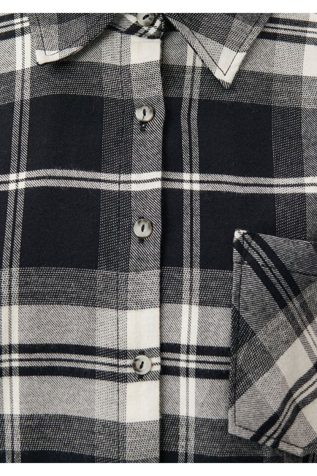 MAVİ KADIN UZUN KOLLU GÖMLEK Siyah Kareli 122870-82503