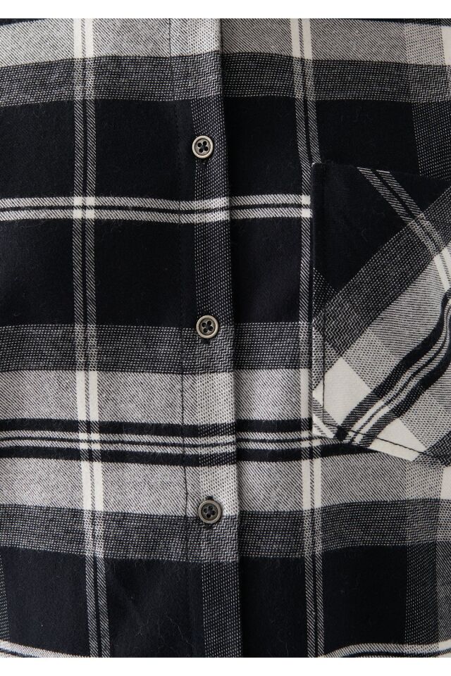 MAVİ KADIN UZUN KOLLU GÖMLEK Siyah Kareli 122870-82503