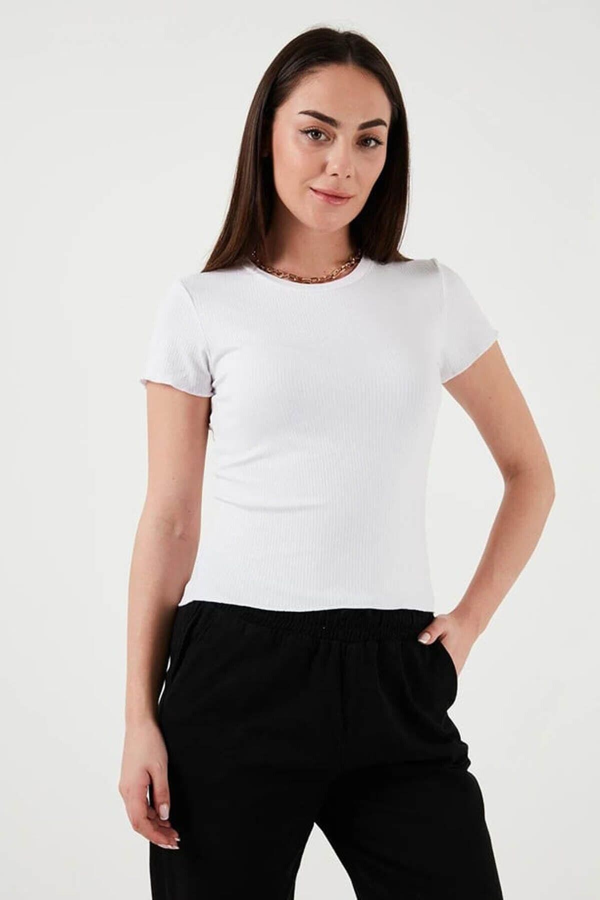 FASHION FRIENDS KADIN KISA KOLLU T-SHİRT 25Y0444K1