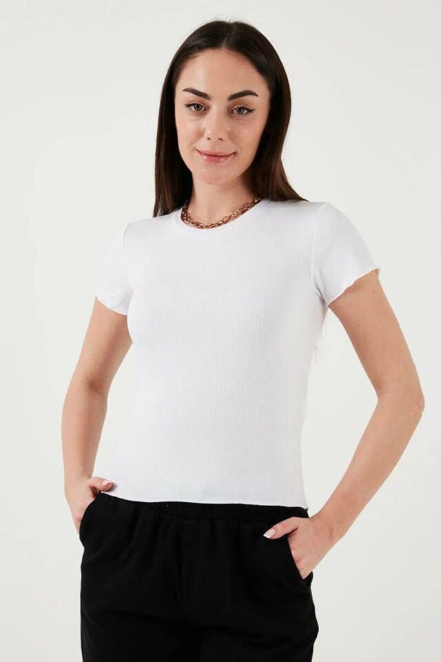 FASHION FRIENDS KADIN KISA KOLLU T-SHİRT 25Y0444K1